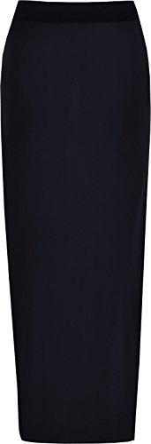 Falda larga de jersey para mujer Gypsy Midi Maxi con cintura elástica, Negro , 48-50