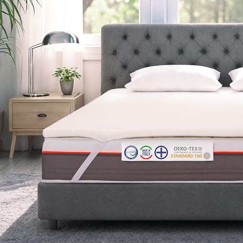 INmaterassi - Topper per Materassi, Correttore in Memory Foam, Coprimaterasso Ortopedico, Antiacaro e Antibatterico, Sfoderabile e con Fasce Angolari, Alto 5 cm, Letto Singolo 80 x 190 cm