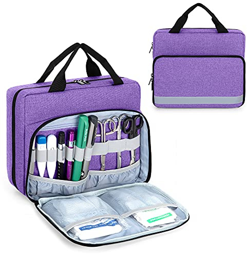 Trunab Padded Stethoscope Case, Small First Aid Kit Bag Empty, Hold Two Stethoscopes Compatible with 3M Littmann/MDF/ADC, Ideal for Home, Car, Camping and Hiking,Purple