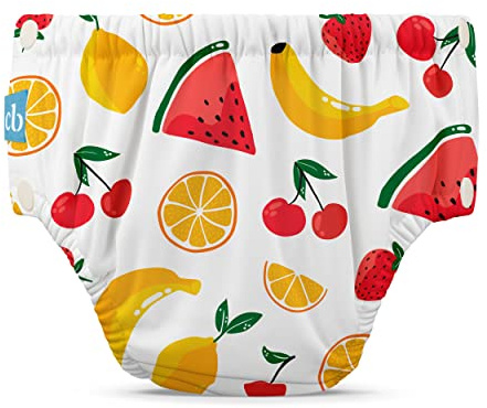 Charlie Banana Reusable Swim Diaper, Washable, with Easy On and Off Snaps for Baby Girls Boys, Soft and Snug Waterproof Fit to Prevent Leaks - Banana Fiesta, Size L (22-34 lbs)