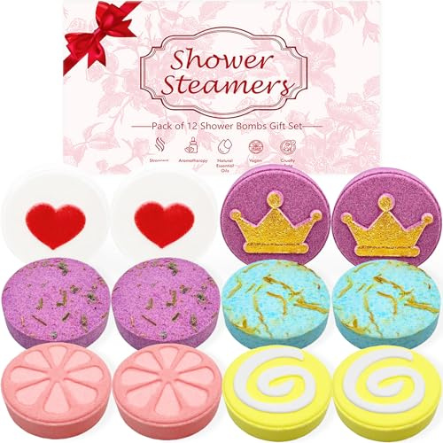 Lanwexy Shower Steamers, 12 PCS Shower Bombs for Women and Men Present, Aromatherapy Bath Bombs Shower Tablets with Natural Essential Oils for Birthday, Christmas, Valentines Present