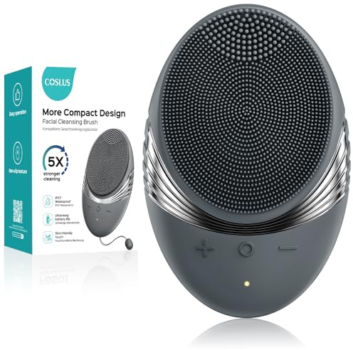 COSLUS FBS01 Facial Cleansing Brush Face Scrubber: Portable Silicone Waterproof Rechargeable Face Wash Brush, 5 Cleansing Modes, Electric Deep Cleaning for Men & Women, Removing Blackhead Exfoliating