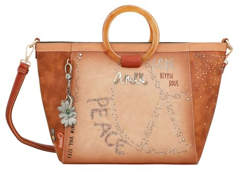 Anekke - Bolso Mujer - Bolso Bowling de Polipiel para Mujer con Correa Ajustable, 2 Asas de Mano y Cierres de Cremallera- Accesorios y Complementos Mujer - Medidas 40x25x12 cm