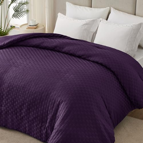 Whale Flotilla Edredón de 220 x 240 cm, cálido y supersuave, para todo el año, transpirable, para las 4 estaciones, color morado