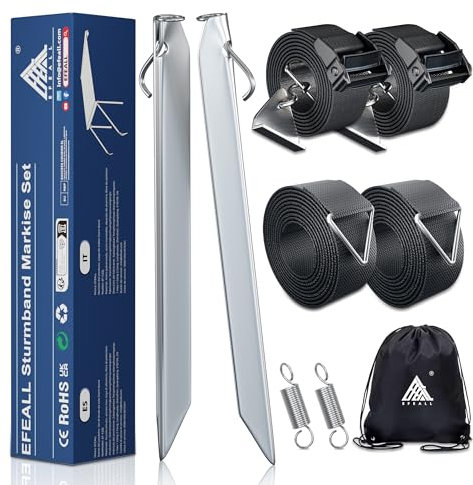 EFEALL Kit de Correas de Sujeción para Riel de Toldo Caravana y Autocaravana - Sistema de Amarre Lateral