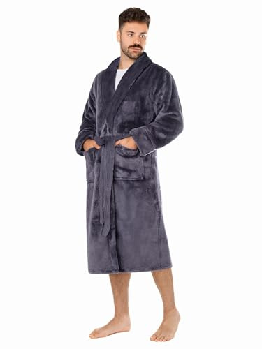 LEBENGOOD Robe de Chambre Homme Hiver, Peignoir Polaire, Sortie de Bain Chaude, OEKO-TEX®