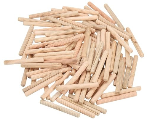 QUARKZMAN 100Pcs 5/16 x 2-3/4 Clavijas De Madera, Varillas De Madera, Clavijas Estriadas Para Carpintería De Muebles, Clavijas De Madera Estriadas Para Manualidades, Proyectos DIY