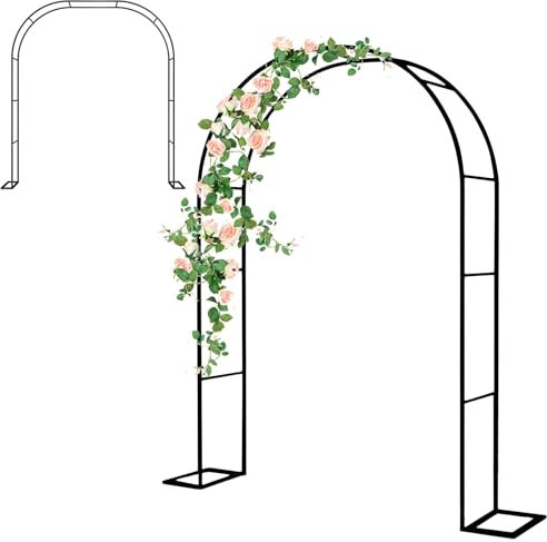 Arche de jardin en métal noir - Treillage pour toile de fond de mariage - Résistant aux intempéries - Avec base - 3,5 m x 2,2 m x 25 cm