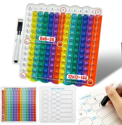 Zamety Juguete Popit, Juguetes Popit, Popet para Aprender a Multiplicar Números, Popper Fidget Toy con Tarjetas Matemáticas y Bolígrafos Borrables, Juguete Autista para Niños y Adultos