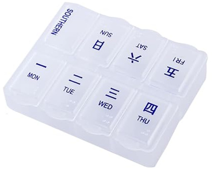 Pilulier de 7 jours, pilulier de 7 jours – Boîte anti-déversement pour personnes âgées, support de tablette à 8 compartiments pour dortoir universitaire, croisière, vacances, voyages d'affaires