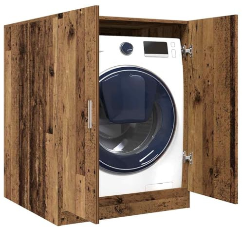 ACAGALA Waschmaschinenschrank mit Türen, Badschrank für Trockner & Waschmaschine, Waschmaschinenumbauschrank, 71x71,5x91,5 cm Altholz