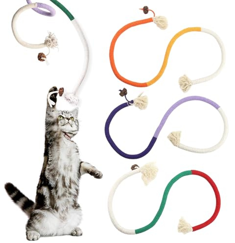 CERCTLA 3 pezzi Giochi per Gatti, 70 cm Corda per Mordere Giocattolo per Gatti, Giocattolo da Masticare per Gatto, Gioco Interattivo Gatto, per Pulire i Denti e Scaricare lo Stress