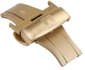 ROUREOX Fibbia Deployante Orologio Acciaio Inox Spazzolato Chiusura Farfalla Doppio Pulsante Ricambio Cinturino Pelle per Tissot-D'oro 20mm