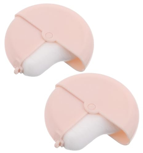 TOYZFRIENDY 2 Piezas Brocha para Base Líquida con Punta Plana y Diseño Ondulado, Set 2 Unidades Color Rosa con Tapa Giratoria, Pinceles de Maquillaje Compactos para Aplicación Precisa y Viaje