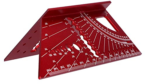 Träbearbetning Fyrkantig Storlek Mått Linjal Aluminiumlegering 3D Gering 45 90 graders vinkelmätverktyg Precisionsinramning Gradskiva för träbearbetning Snickeri Röd 3 mm