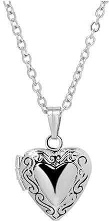 Accesorios para niñas Collar con medallón de corazón de plata de ley 925 para mujer, collar con colgantes de fotos en forma de corazón, collar con colgante de medallón, collar con medallón de