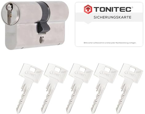 ABUS Vitess 1000 Schließzylinder verschiedenschließend Zylinderschloss mit Sicherungskarte und 5 Schlüssel Profilzylinder ToniTec Eigenprofil Größe 30/40