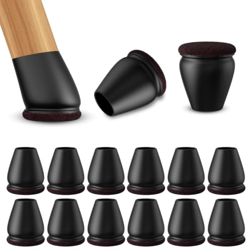 RCHYFEED Protection Pied de Chaise, 24 Pièces Protecteurs de Sol en Silicone Noir, Chaise Protecteurs de Sol en Silicone, Petit Patin de Tampon de Sol pour sols en Bois Dur et carrelage, Ronde11-15mm