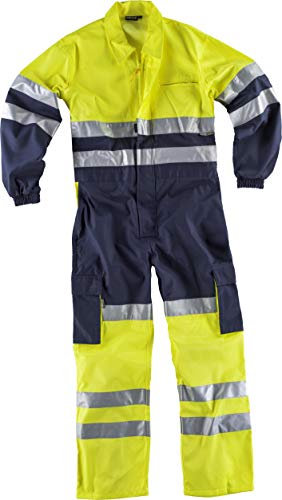 Work Team Buzo Recto Combinado y Multibolsillos, Cintas Alta Visibilidad. EN471. Hombre Marino+Amarillo A.V. XL