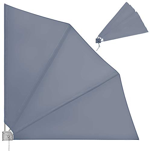 Deuba® 2X Abanicos de Balcón 140x140 Antracita Pantalla de Privacidad Plegable 3 Posiciones Cortaviento Lavable