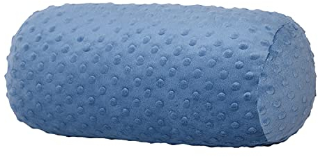 Dr. Berger Nackenrolle Nackenkissen 40x16 cm Bezug 100% Baumwolle Minky Design extra flauschig - bequemes Kissen rund, stabil - Perfekt als festes Nackenkissen, Knierolle, Rückenkissen in blau