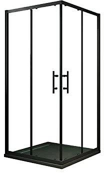 AICA cabine de douche 90x90x200cm cabine de douche coulissante en verre anticalcaire et le modèle noir mat