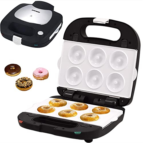 Syntrox Germany SM-1500W-Donut Maker - für 6 Donuts mit austauschbaren Keramik Wechselplatten