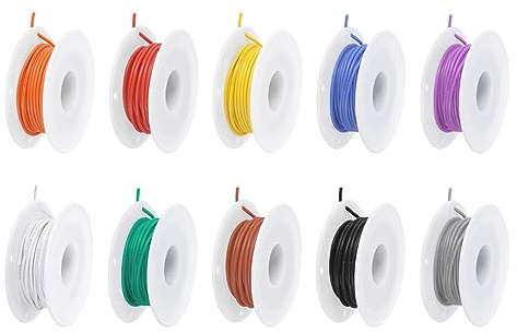 Sourcing Map 28 Gauge Silicone Wire - 28AWG Electrical Wire, Stranded, Flexible, Tinned Copper, High Temp, Hookup, 10 Colors, 9m/29.5ft, 10pcs