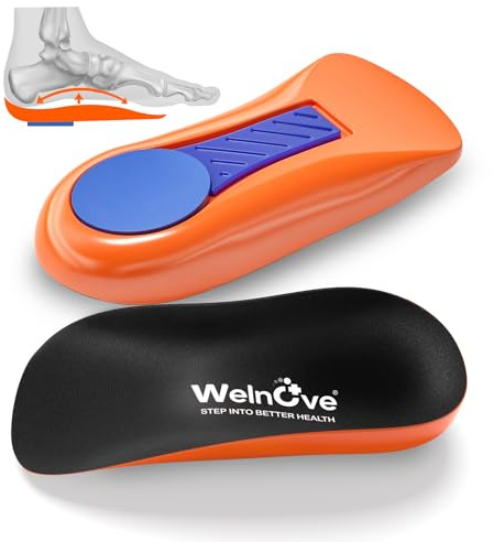 Plantar Fasciitis Heel Support Inserts - Welnove Premium Arch Support Heel Cushion Cups for Heel Pain Heels Spur Achilles Tendonitis - Orthotic Shoe Insert for Women's 6-9, Men's 5-8 (1 Pair)