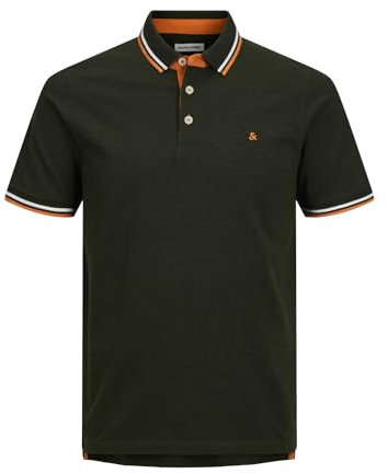 JACK & JONES Herren Slim Fit Polo Shirt JJEPAULOS Uni Sommer Hemd Kragen Kurz Arm Basic Pique Cotton, Verde Kombu. Dettagli: Play, L