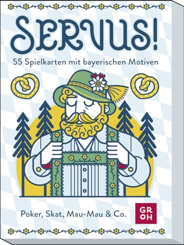 Servus! 55 Spielkarten mit bayerischen Motiven: Poker, Skat, Mau-Mau & Co. | illustriertes Kartenset, 55 Blatt inkl. 3 Joker