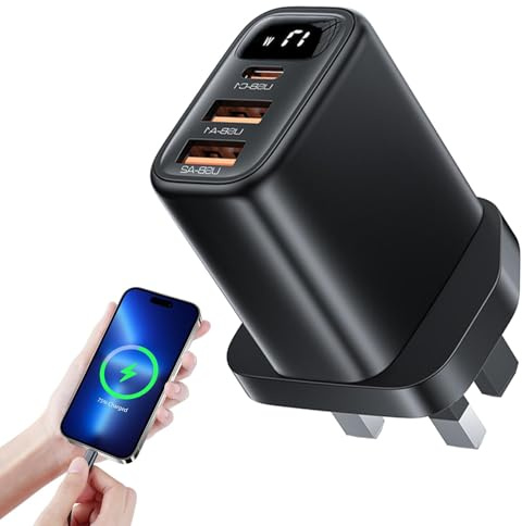 Caricatore USB multiporta, blocco di ricarica USB, blocco di ricarica rapida | Blocco di ricarica da 17 W, adattatore di ricarica per presa USB con display digitale, caricatore rapido multiporta
