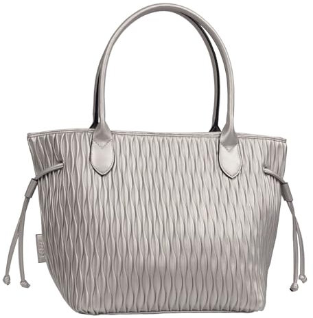 Gabor bags Granada wave Damen Shopper Umhängetasche Reißverschluss Mittelgroß Silber