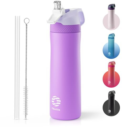 Fjbottle Gourde Isotherme en Acier Inoxydable Bouteille d'eau avec Paille pour le Sport et les Voyages, Anti-fuite, sans BPA, 550/710 ml