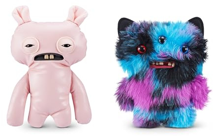 Fuggler Butt Ugly Pets de 23 cm Serie 1 de ZURU, Juguete de Peluche Funny Ugly Monster Plush Toy, 2PK(Squidge - Hairless Rat and Reek-O - Black Cat)