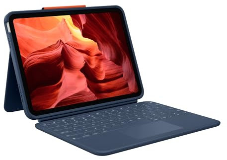 Logitech Rugged Combo 4 Touch Keyboard Case with Trackpad and Smart Connector for iPad (10th gen & A16) - Classic Blue, QWERTY UK English Layout - Classic Blue