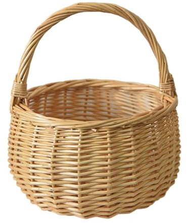 Zemusinet Panier en osier tissé à la main pour légumes et fruits avec grande capacité pour l'achat au marché et la récolte au jardin