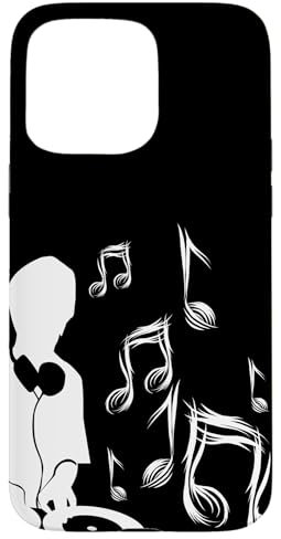 DJ con tocadiscos y partituras, drum and bass, techno Carcasa para iPhone 15 Pro Max