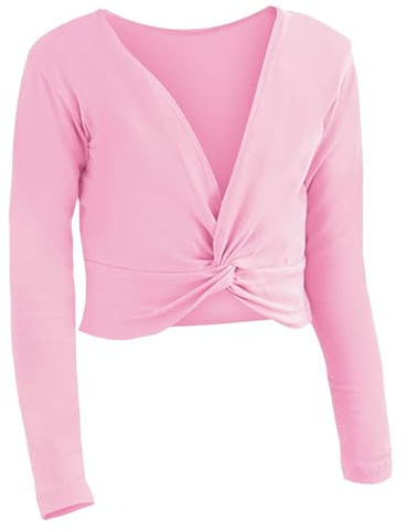Cierre de chaqueta sin costura para niña, manga larga, ballet, camiseta de danza de color puro, camiseta casual de capas para la escuela, yoga y deporte, camiseta de protesta para niñas, Rosa., 3-4