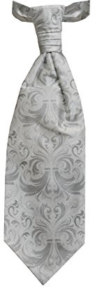 Remo Sartori - Corbata Plastron Corbata de novio ceremonia de seda satinada floral, fabricado en Italia, para hombre, gris, Talla única