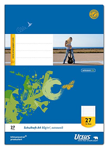 Ursus 040416027 Schulheft klimaneutrales extraweißes Qualitätspapier 10er Pack