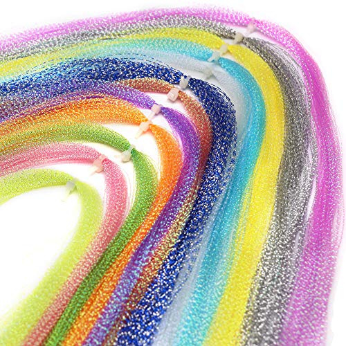 Colorful Crystal Flash Fly Fishing Line 12 Packs Fly Tying Material for Make Fishing Lure Dry Wet Streamers Flies