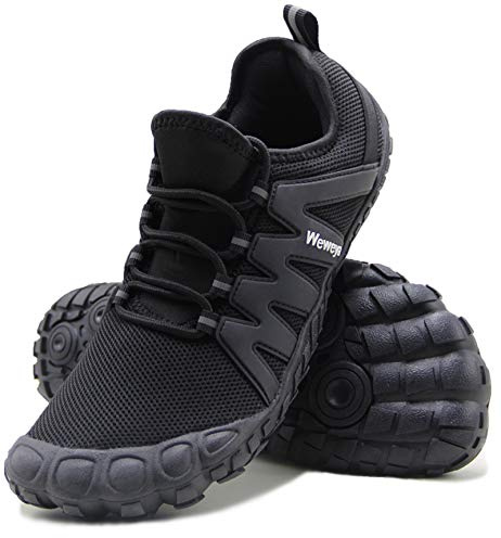 Weweya Barefoot Chaussures de Course minimalistes pour Homme, Noir (Noir), 45 EU