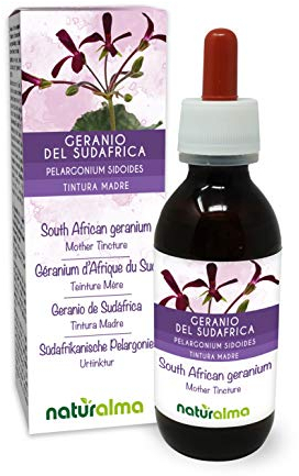 South African Geranium (Pelargonium sidoides) Roots Alcohol-Free Mother Tincture Naturalma - Liquid Extract Drops 120 ml - Food Supplement - Vegan