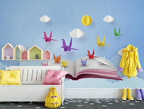 Papel Pintado Pared Mil Tijeras De Papel Para Grullas Fotomurales 3D Papel Pintado Infantil Dormitorio Murales