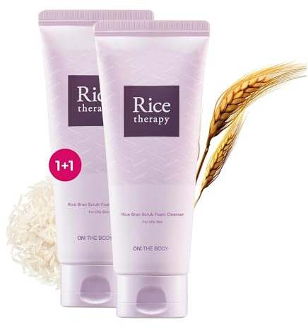 VEILMENT Rice Therapy Rice Bran Foam Cleanser (5.1+5.1fl oz, Pack of 2) - Facial Deep Cleansing Foam for Oily Skin. Radiant, Smooth Skin with Gentle Scrub for Men & Women