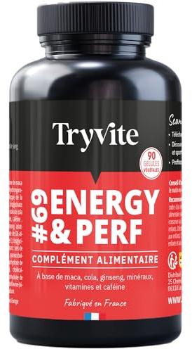 TRYVITE | Homme Moderne | Routine Active, Sport, & Moments Importants | Maca, Ginseng, Cola, Caféine, Zinc & Vitamines | 90 Gélules Végétales