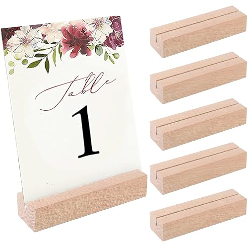 ZFKXGS 6 PZ Segnaposto Tavolo Legno Segnaposto Matrimonio Battesimo Compleanno 10x3x2cm Portacarte in Legno Supporto per Numero da Tavolo Decorazioni Biglietto da Visita Cartolina Foto (Fessura 1mm)