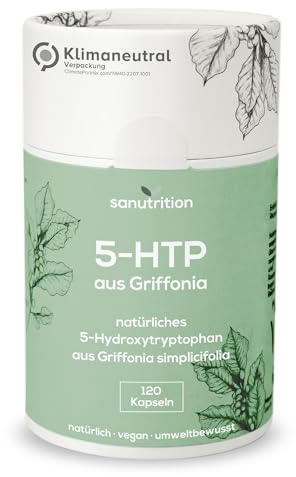 5-HTP 50 | 120 vegane Kapseln | natürlicher Griffonia Extrakt (20% 5-Hydroxytryptophan) | Mit Magnesium und Vitamin B6 | nachhaltige Papierdose