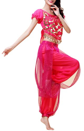 Inlefen Mujeres Danza del Vientre Danza India Actuación Faldas de Gasa Brillante Trajes de Danza del Vientre Halloween Carnaval Baile Ropa de actuación